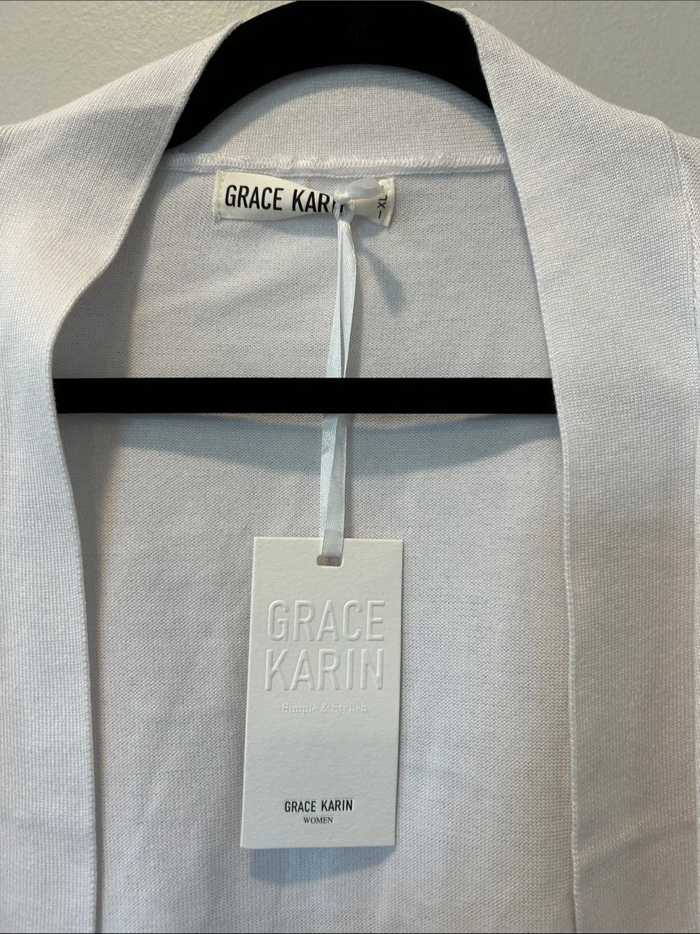 Grace Karin Ivory Open-Front Cropped Knit Cardigan - Picture 2 of 4